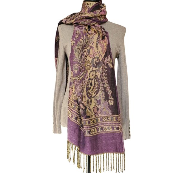 Jacquard Woven Fabric with Tapestry Pattern Scarf / Wrap / Shawl